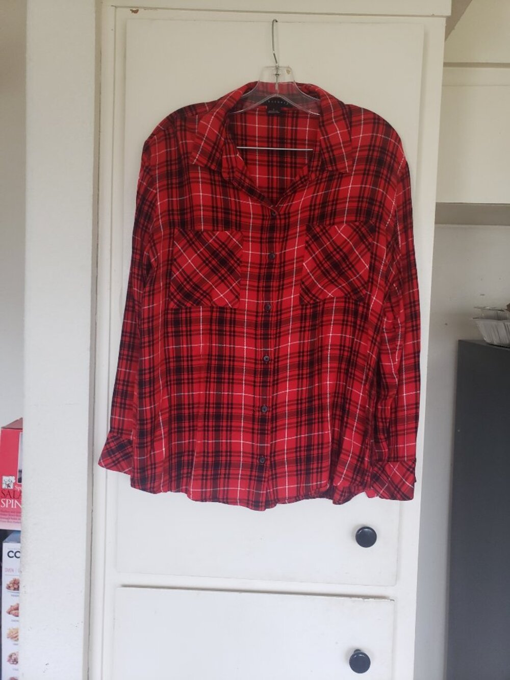Sanctuary Red Plaid Shirt Size Large